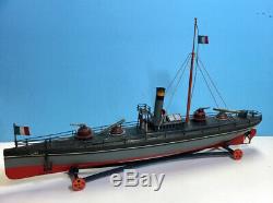 1900 23 BING Torpedoboat Battleship, Made in Germany Tin Wind Up /Marklin Boat