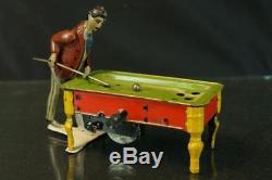 1900's Gunthermann German Tin Wind Up Billiards Pool Player Vintage Original Toy