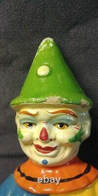 1900s Roly Poly Toy Clown Hand Painted Paper Mache USA Schoenhut Antique 6x12