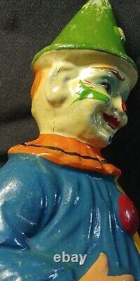 1900s Roly Poly Toy Clown Hand Painted Paper Mache USA Schoenhut Antique 6x12