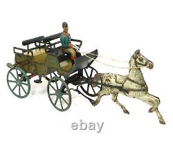 1910 G&k Greppert & Kelch Horse And Carriage Tin Litho Wind Up Toy Germany