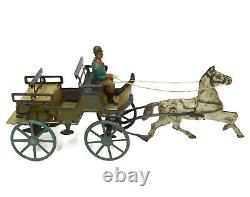 1910 G&k Greppert & Kelch Horse And Carriage Tin Litho Wind Up Toy Germany