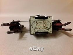 1910's Lehmann Kadi Chinese tea chest carriers antique tin string drive toy epl
