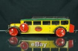 1920'S GIRARD TOYS TIN WIND UP TOURING BUS With DRIVER VINTAGE ORIGINAL ANTIQUE