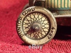 1920-s ANTIQUE VINTAGE WIND UP TIN TOY CAR DUNLOP CORD MADE IN GERMANY GERMAN