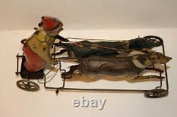 1920's Made in Germany Tippco Windup Clown with Dog Cart, Nice Original