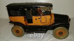 1920's Orobr Tin Lithograph Taxi Cab Open Door German Spring Windup Works Great