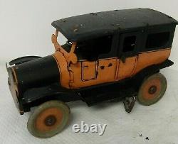 1920's Orobr Tin Lithograph Taxi Cab Open Door German Spring Windup Works Great