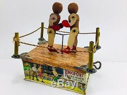 1920's Strauss Tin Windup Knock Out Prize Fighters Boxing Toy (Earlier Version)