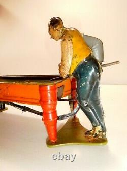 1920s GELY Tin wind-up German pool toy Very rare two player billiard No Reserve