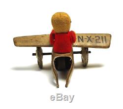 1920s Vintage Wind-Up Schuco Charles Lindberg Tin Toy Working Complete BR FS EMS
