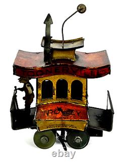 1922 German Toonerville Trolley Tin Litho Wind Up Toy Fontaine Fox Nice Original