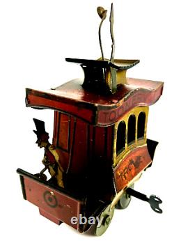 1922 German Toonerville Trolley Tin Litho Wind Up Toy Fontaine Fox Nice Original