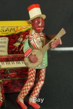 1922 Strauss Ham & Sam Minstrel Band Tin Wind Up Toy Vintage Black Americana