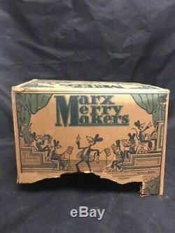 1928 MARX MERRY MAKERS BAND & DANCING MICE WIND UP PIANO VIOLINIST WORKS With BOX