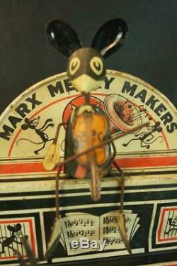 1928 Marx Merry Makers Band & Marquee Dancing Mice Wind Up Piano Violinist Works