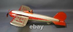 1930 Antique Mettoy Wells Tin Toy Propeller Monoplane Airplane Clockwork G-E OBT