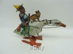 1930'S MARX TIN WIND UP OLD MOTHER GOOSE With KITTEN FAIRY TALE LITHO ORIGINAL