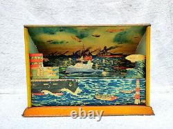 1930 Vintage TM Trademark No. 684 R101 Air Ship Battle Litho Windup Tin Toy Japan