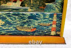1930 Vintage TM Trademark No. 684 R101 Air Ship Battle Litho Windup Tin Toy Japan