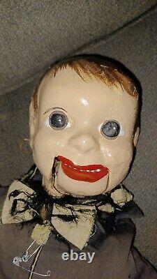 1930's Charlie McCarthy Type Ventriloquist Dummy Doll-16 Creepy OOAK