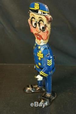 1930's Louis & Marx Co. Officer 666 Police Man Tin Wind Up Toy Vintage Litho