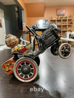 1930's Marx Joy Rider Wind Up Tin Toy Eccentric Crazy Car Mechanical Toy