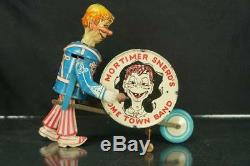 1930's Marx Mortimer Snerd Drummer Boy Tin Wind Up Walker Comic Character Toy