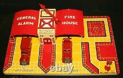 1930's Marx, One General Alarm Fire House Tin Toy, Complete Works, Original Box