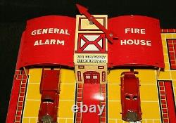1930's Marx, One General Alarm Fire House Tin Toy, Complete Works, Original Box