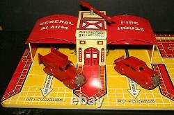 1930's Marx, One General Alarm Fire House Tin Toy, Complete Works, Original Box