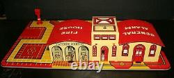 1930's Marx, One General Alarm Fire House Tin Toy, Complete Works, Original Box