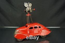 1930's Marx Pathe News Mystery Car Tin Wind Up Vintage Sedan Works Original