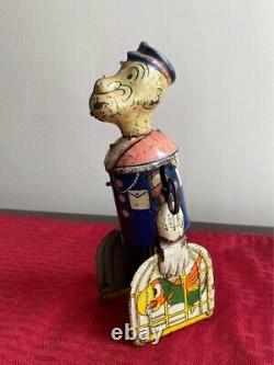 1930's Marx Tin Litho Walking Popeye With Parrot Cages Wind Up Toy