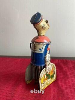 1930's Marx Tin Litho Walking Popeye With Parrot Cages Wind Up Toy