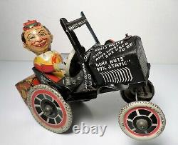 1930's Marx Tin Litho Windup Joy Rider Eccentric Crazy Car Mechanical Toy