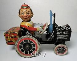 1930's Marx Tin Litho Windup Joy Rider Eccentric Crazy Car Mechanical Toy