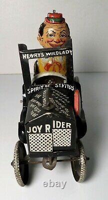 1930's Marx Tin Litho Windup Joy Rider Eccentric Crazy Car Mechanical Toy