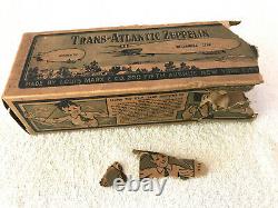 1930's Orig MARX Tin Litho 11 TRANS-ATLANTIC Flying ZEPPELIN WORKS GREAT WithBox