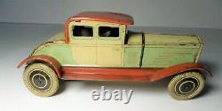 1930's TIN LITHO TOY CAR WELLS WIND UP VINTAGE COUPE TINPLATE