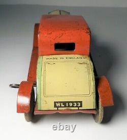 1930's TIN LITHO TOY CAR WELLS WIND UP VINTAGE COUPE TINPLATE
