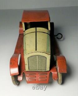 1930's TIN LITHO TOY CAR WELLS WIND UP VINTAGE COUPE TINPLATE