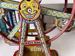 1930's VINTAGE J. CHEIN TIN LITHOGRAPH HERCULES WIND-UP FERRIS WHEEL-VG- WORKS