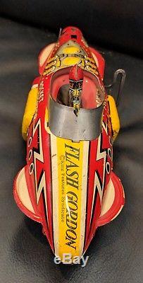 1930's Vintage Marx FLASH GORDON Rocket Fighter Wind-Up Tin Litho Space Ship Toy