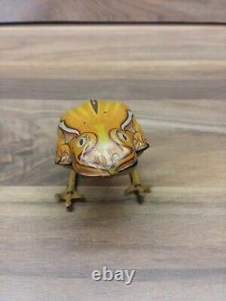 1930's Vintage Rare Clockwork Wind Up Jumping Frog Tin Toy Litho Japan
