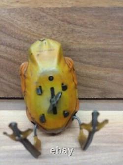 1930's Vintage Rare Clockwork Wind Up Jumping Frog Tin Toy Litho Japan