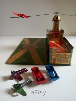1930's Wyandotte Tin Litho American Airlines City Airport Toy Complete Works Vtg