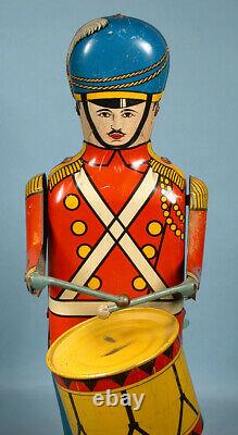 1930s Drum Major Tin Wind-up Mechanical Soldier Toy Wolverine Working Example