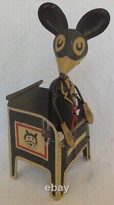1930s MARX Merrymakers Wind Up Tin Toy Mouse Piano Band