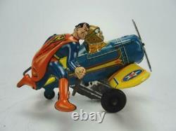 1930s MARX TIN WIND UP SUPERMAN ROLLOVER PLANE AIRPLANE LITHO TOY ORIGINAL COMIC